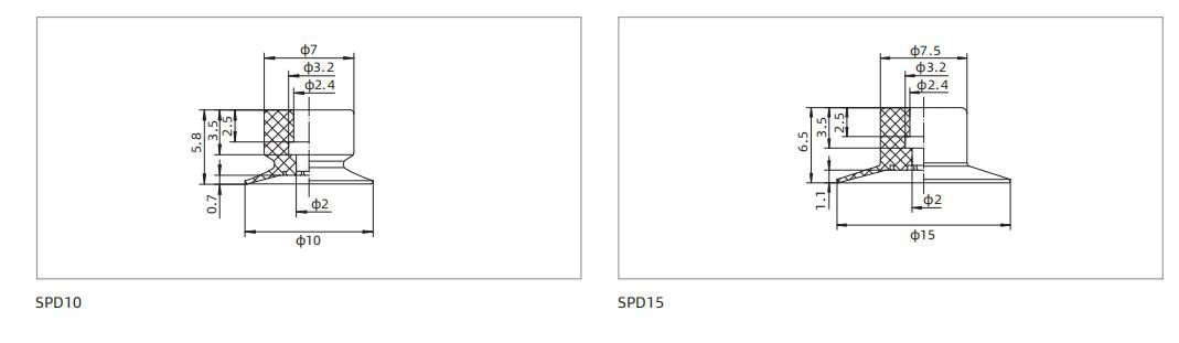 Bản vẽ kích thước phần đệm hút của Airbest SPD